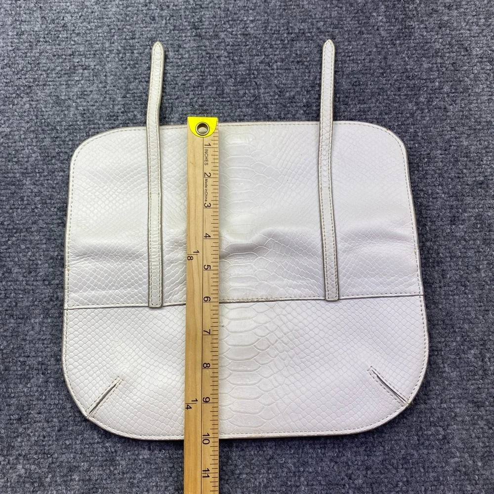 Banana Republic White Snake Embossed Half Moon Double Clutch Bag Cow Leather